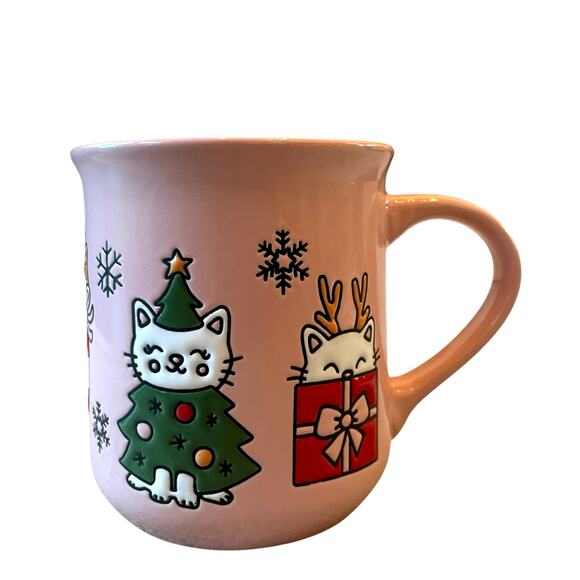 Clementine CATS Christmas Mug 16oz Pink Ceramic Holiday NEW - Picture 9 of 10